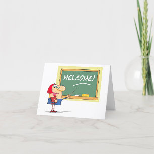 Carte De Remerciements Drôle enseignant de dessin animé Bienvenue à l'éco