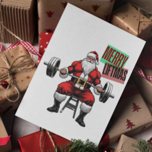 Carte De Remerciements Drôle Fitness Noël Vies de Noël Barbell Père Noël