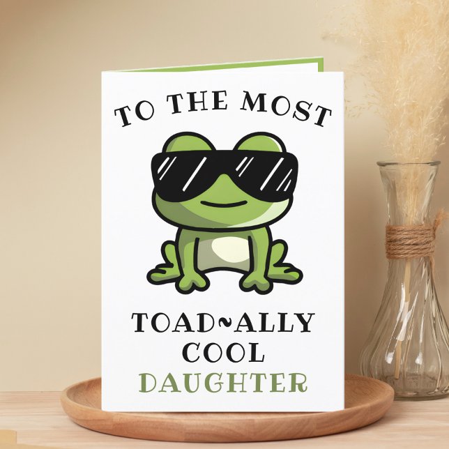 Carte De Remerciements Drôle Grenouille Toad Cool fille Joyeux anniversai (Funny Green Frog Toad Cool Daughter Happy Birthday Thank You Card)
