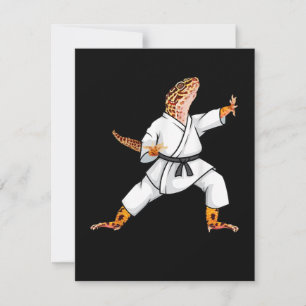 Carte De Remerciements Drôle Leopard commun Qecko Faire Karate Samurai