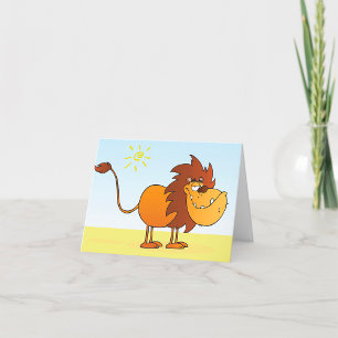 Carte De Remerciements Drôle Lion caricature dans le soleil Safari animal