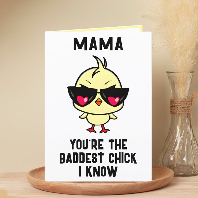 Carte De Remerciements Drôle Mauvais poulet poule Mère Joyeux anniversair (Funny Bad Chick Chicken Mother Happy Birthday Thank You Card)