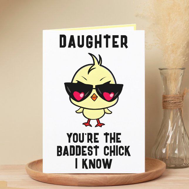 Carte De Remerciements Drôle Mauvais Poulets Fille Joyeux Anniversaire (Funny Bad Chick Chicken Daughter Happy Birthday Thank You Card)