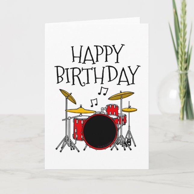Carte De Remerciements Drummer Birthday Card Drum Kit Musicien (Devant)