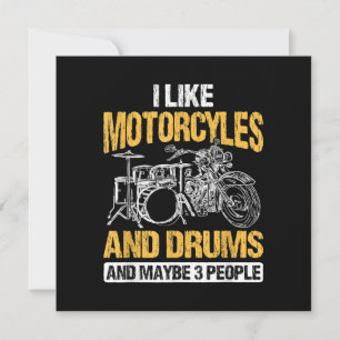 Carte De Remerciements Drummer Drumming J'Aime Les Motos Et Les Drums