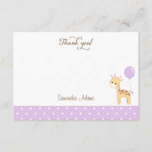 Carte de remerciements du Baby shower de la Girafe
