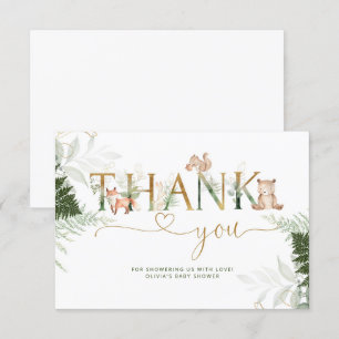 Carte de remerciements du baby shower des animaux