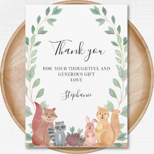Carte de remerciements du Baby shower des animaux