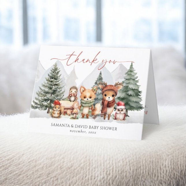 Carte de remerciements du Baby shower des animaux  (Créateur téléchargé)