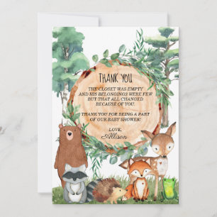 Carte de remerciements du Baby shower forestier