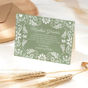 Carte de remerciements du Baby shower vert de Sage