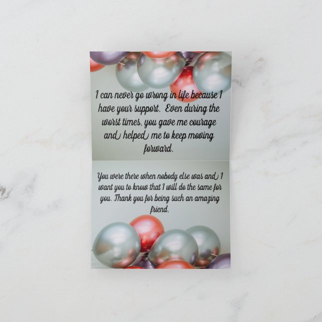 carte de remerciements du meilleur ami (Intérieur)