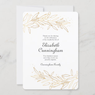 Carte de remerciements du mémorial floral d'or mod