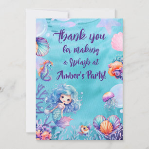 Carte de remerciements du parti Kawaii Mermaid