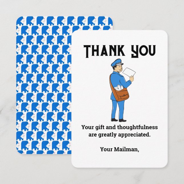 Carte de remerciements du transporteur de courrier (Devant / Derrière)