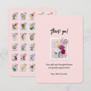 Carte de remerciements du transporteur de timbres-