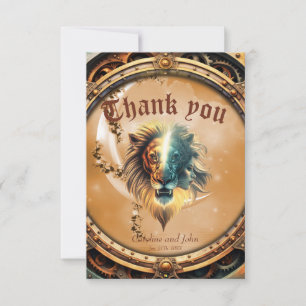 Carte De Remerciements Dualité de force, le lion et la femme.
