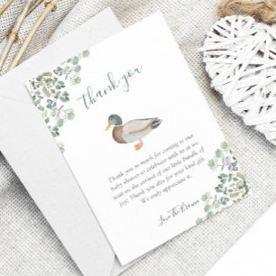 Carte De Remerciements Duck Green Genre Baby shower neutre