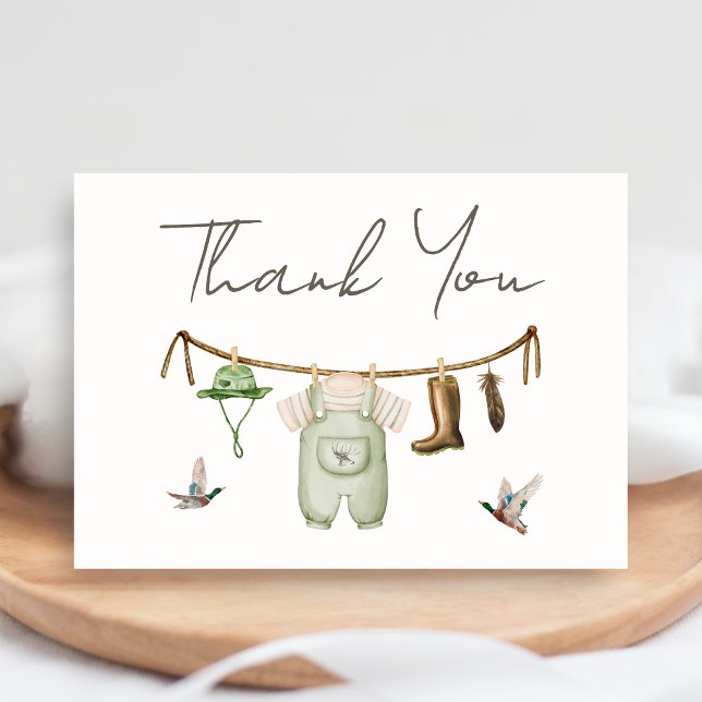 Carte De Remerciements Duck Hunting Baby Shower (Little Hunter Duck Baby Shower Thank you Card)