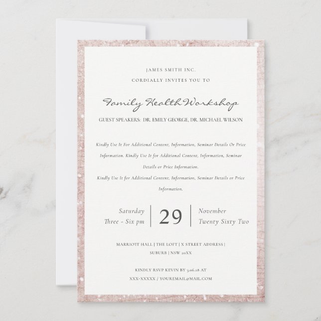 Carte De Remerciements Dusky Blush Shiny Parties scintillant Workshop Inv (Devant)