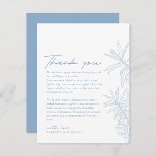 Carte De Remerciements Dusty Bleu Simple Main Tirée Botanique