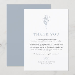 Carte De Remerciements Dusty Blue Boho minimaliste Mariage Botaniques