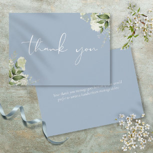 Carte De Remerciements Dusty Blue Botanical Greenery Élégant Script