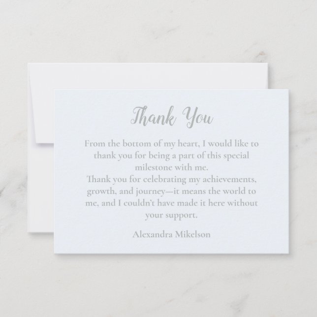 Carte De Remerciements Dusty Blue Elegant 50 & Fabulous Birthday (Devant)