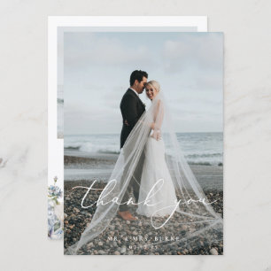 Carte De Remerciements Dusty Blue Garden Floral Mariage Photo