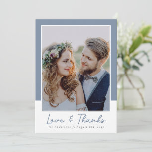 Carte De Remerciements Dusty Blue Love & Thanks Mariage photo
