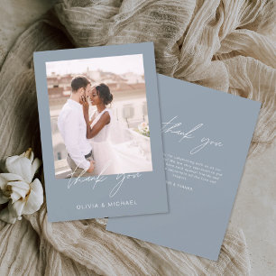 Carte De Remerciements Dusty Blue Minimalist Mariage photo