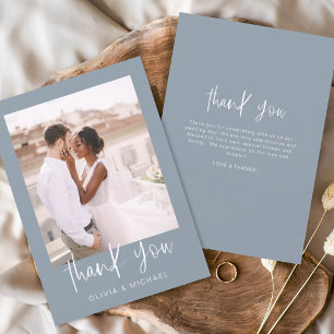 Carte De Remerciements Dusty Blue Minimalist Mariage photo