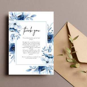 Carte De Remerciements Dusty Blue Navy Champagne Ivory Floral Mariage