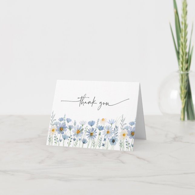 Carte De Remerciements Dusty Blue Sage Wildflower Floral Wedding (Devant)
