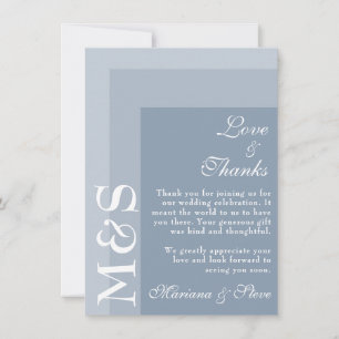 Carte De Remerciements Dusty Blue Simple Moderne Mariage de script chic