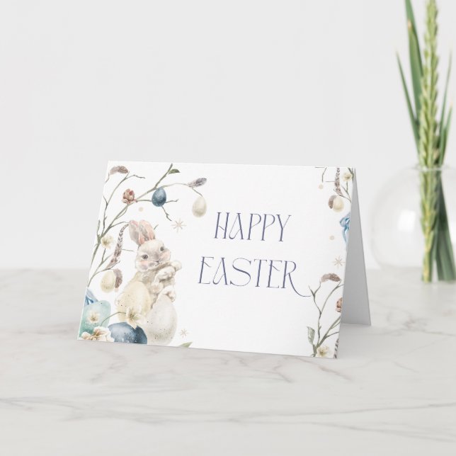 Carte De Remerciements Dusty Blue Watercolor Easter Holiday Card (Devant)