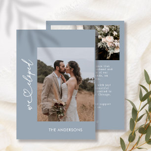 Carte De Remerciements Dusty Blue We Eloped 2 Mariage de script photo