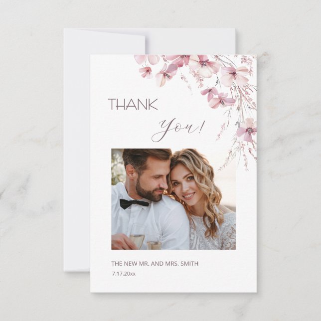 Carte De Remerciements Dusty Pink Boho  Flowers Thank You Card (Devant)