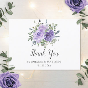 Carte De Remerciements Dusty Purple Eucalyptus Mariage botanique
