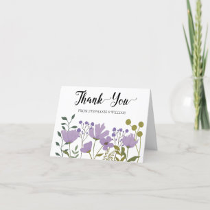 Carte De Remerciements Dusty Purple Spring Floral Mariage personnalisé