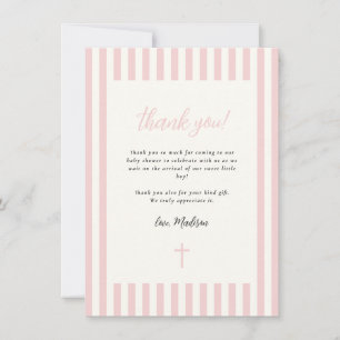 Carte De Remerciements Dusty rose élégant Baby shower garçon Bow