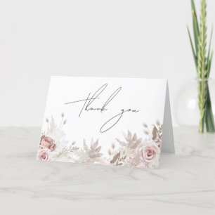 Carte De Remerciements Dusty Rose & Ivory Boho Floral Blush Mariage