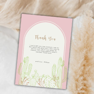 Carte De Remerciements Dusty rose minimaliste Boho Cactus Arch Baby showe