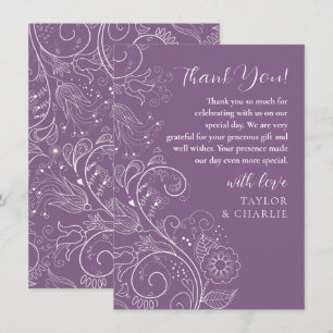 Carte De Remerciements Dusty violet élégant Mariage floral