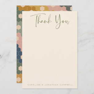 Carte De Remerciements Earthy Boho Géométrique Chic Mariage Moderne Perso