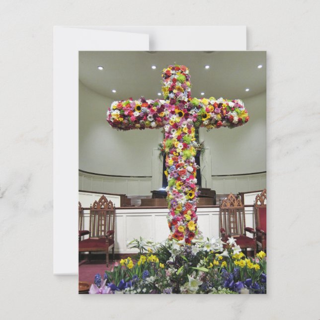 Carte De Remerciements Easter Card Beautiful Cross Covered with Flowers (Devant)