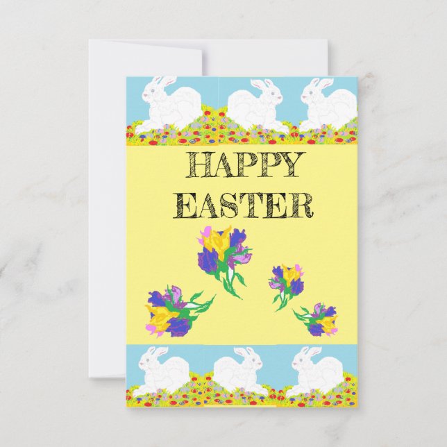 Carte De Remerciements EASTER Greeting    CARDBUNNY RABBIT & LILLY'S (Devant)