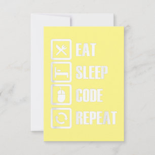 Carte De Remerciements Eat Sleep Code Répétition Coding Programmer Ingéni