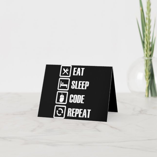 Carte De Remerciements Eat Sleep Code Répétition Coding Programmer Ingéni (Devant)