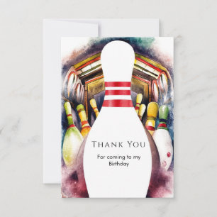 Carte De Remerciements Eau Aquarelle Enchantée Bowling Personnalisé Anniv